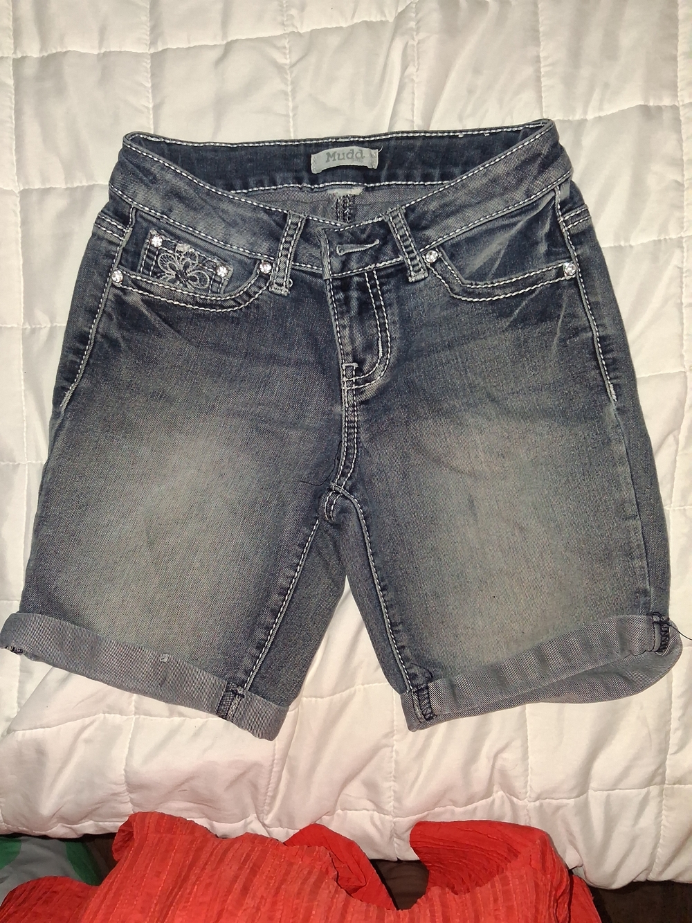 Mudd Women's Gray Denim Knee-Length Shorts